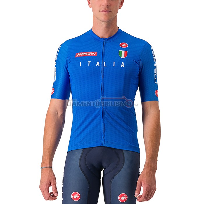 Abbigliamento Ciclismo Italia Manica Corta 2023 Blu